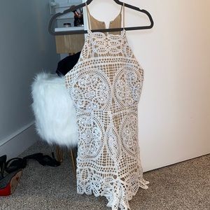 Brand new white & nude crochet romper. Never worn